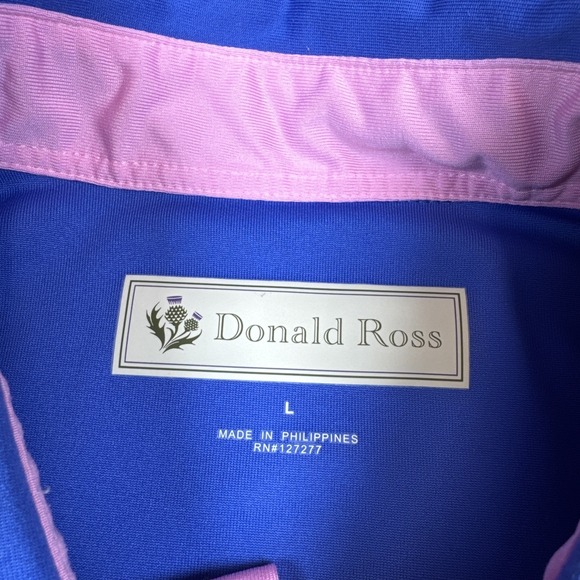 Donald Ross Short Sleeve Golf Polo Shirt Mens L Blue Casual Logo Performance - Picture 4 of 8